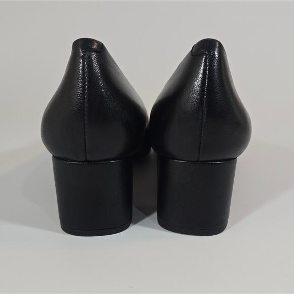 L Trotters Kari Pump Size 8.5W Women's Black 2" Block Heel Leather Round Toe - Picture 5 of 9